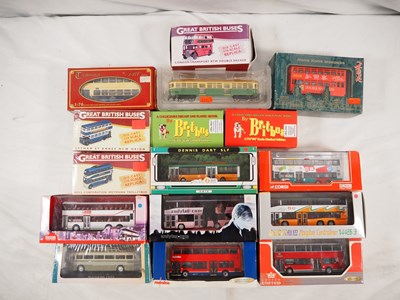 Lot 406 - A group of 1:76 scale diecast buses and trams...