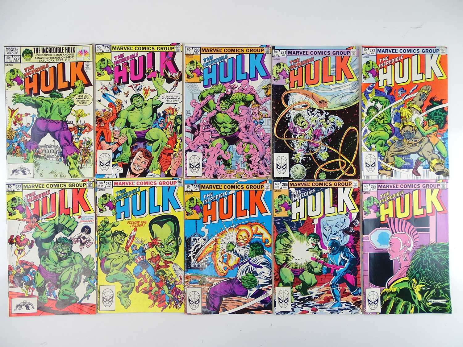 Lot 324 - INCREDIBLE HULK #278, 279, 280, 281, 282, 283,...