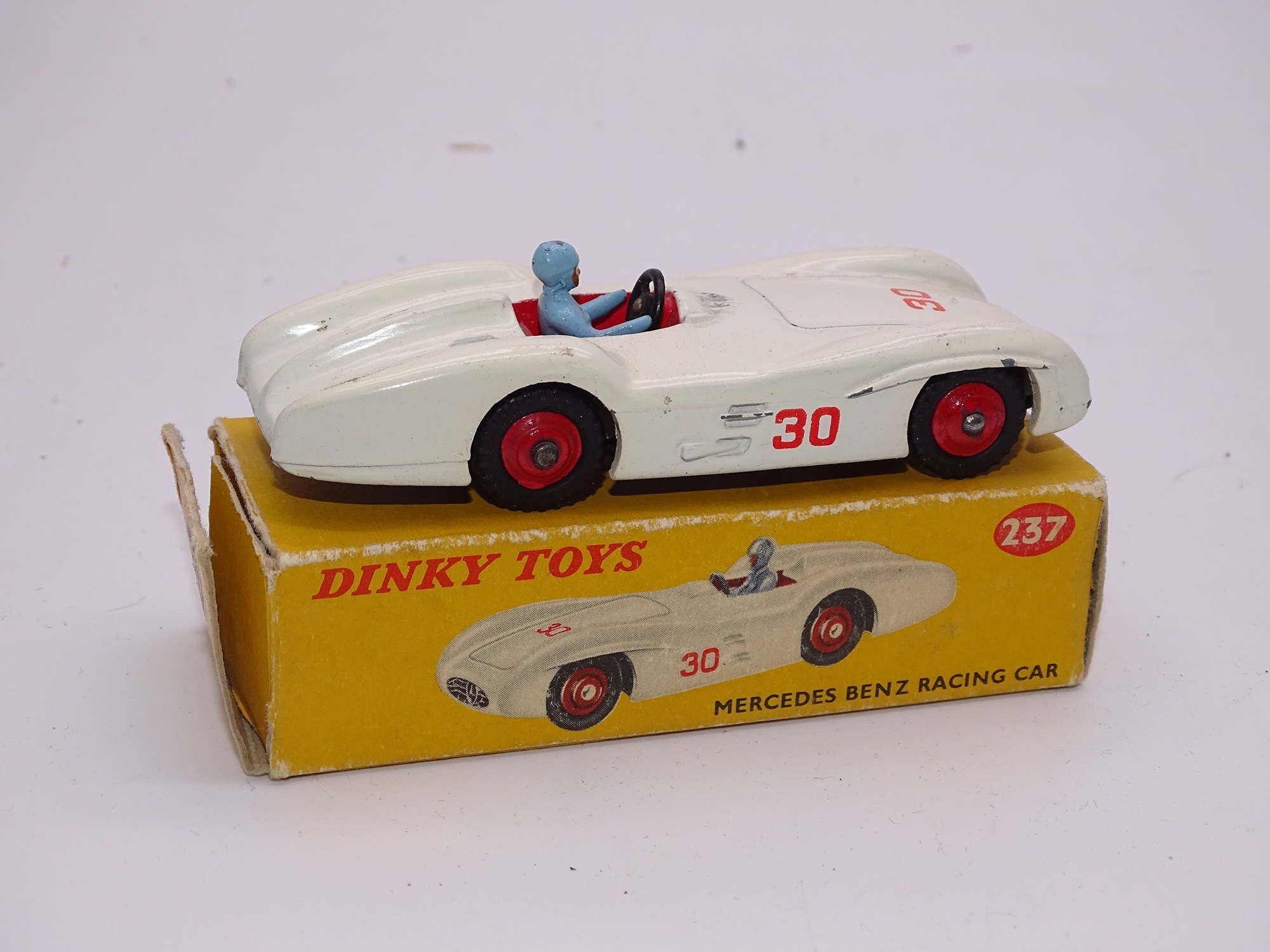 Dinky Meccano Vintage 237 Mercedes Benz Race Car White #30 Dinky Meccano Vintage 237 Mercedes Benz Race Car White #30
