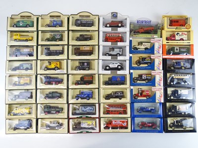 Lot 28 - A large tray of diecast vans, buses etc mostly...