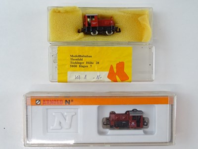 Lot 298 - A pair of German Outline N Gauge diesel...