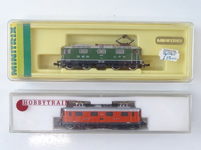 Lot 319 - A pair of N gauge Swiss outline electric...