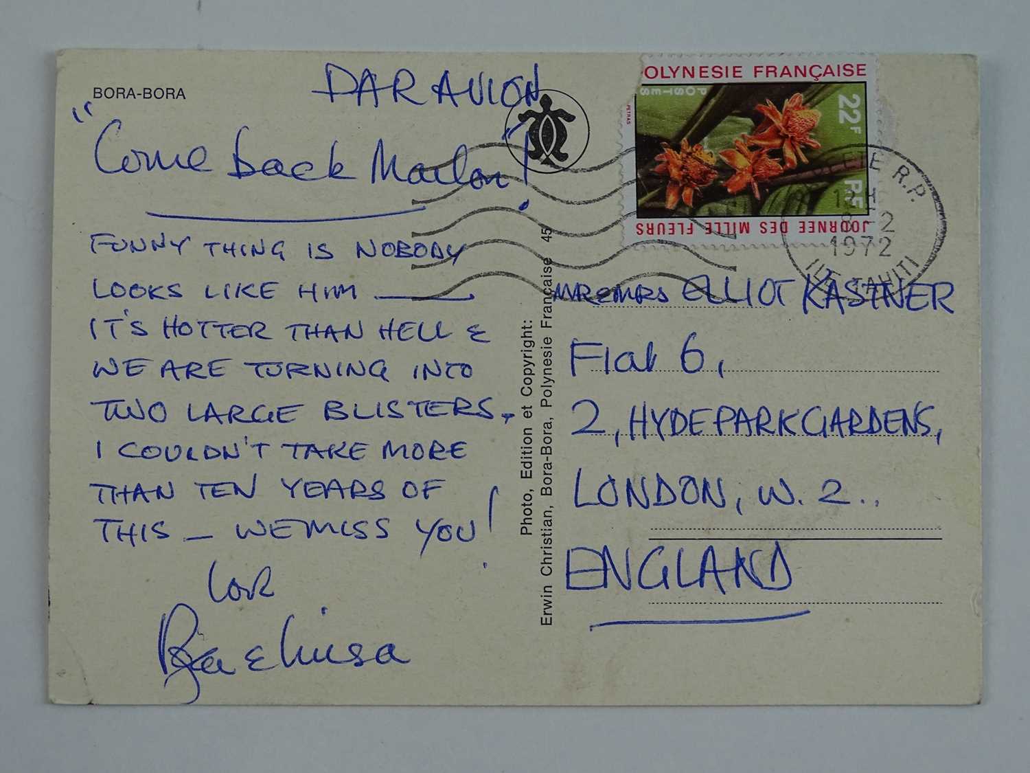 Lot 16 - A handwritten postcard to the Kastner family...