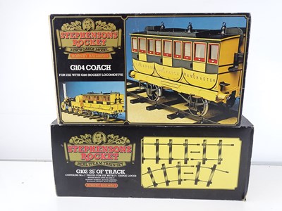 Lot 566 - A HORNBY 3.5 inch gauge G104 coach and G102...