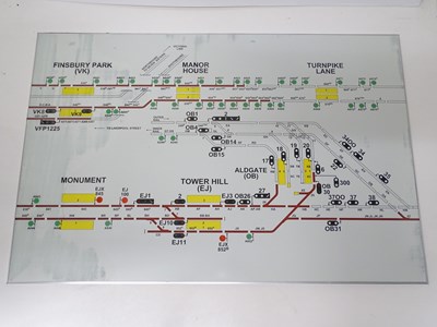 Lot 225 - A large London Underground glass signalling...