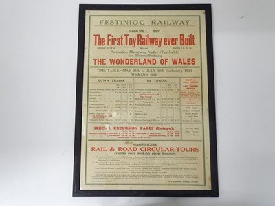 Lot 116 - A framed and glazed Festiniog Railway...
