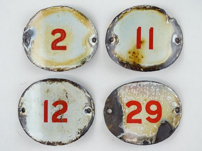 Lot 135 - A selection of enamelled signal lever plates...