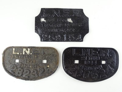 Lot 162 - A group of three LNER cast iron wagon plates (3)