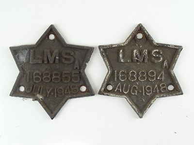 Lot 168 - A pair of LMS 1948 cast iron wagon plates (2)