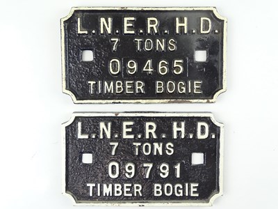 Lot 171 - A pair of LNER HD cast iron timber bogie...
