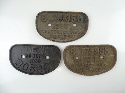 Lot 174 - A group of three BR cast iron wagon plates (3)