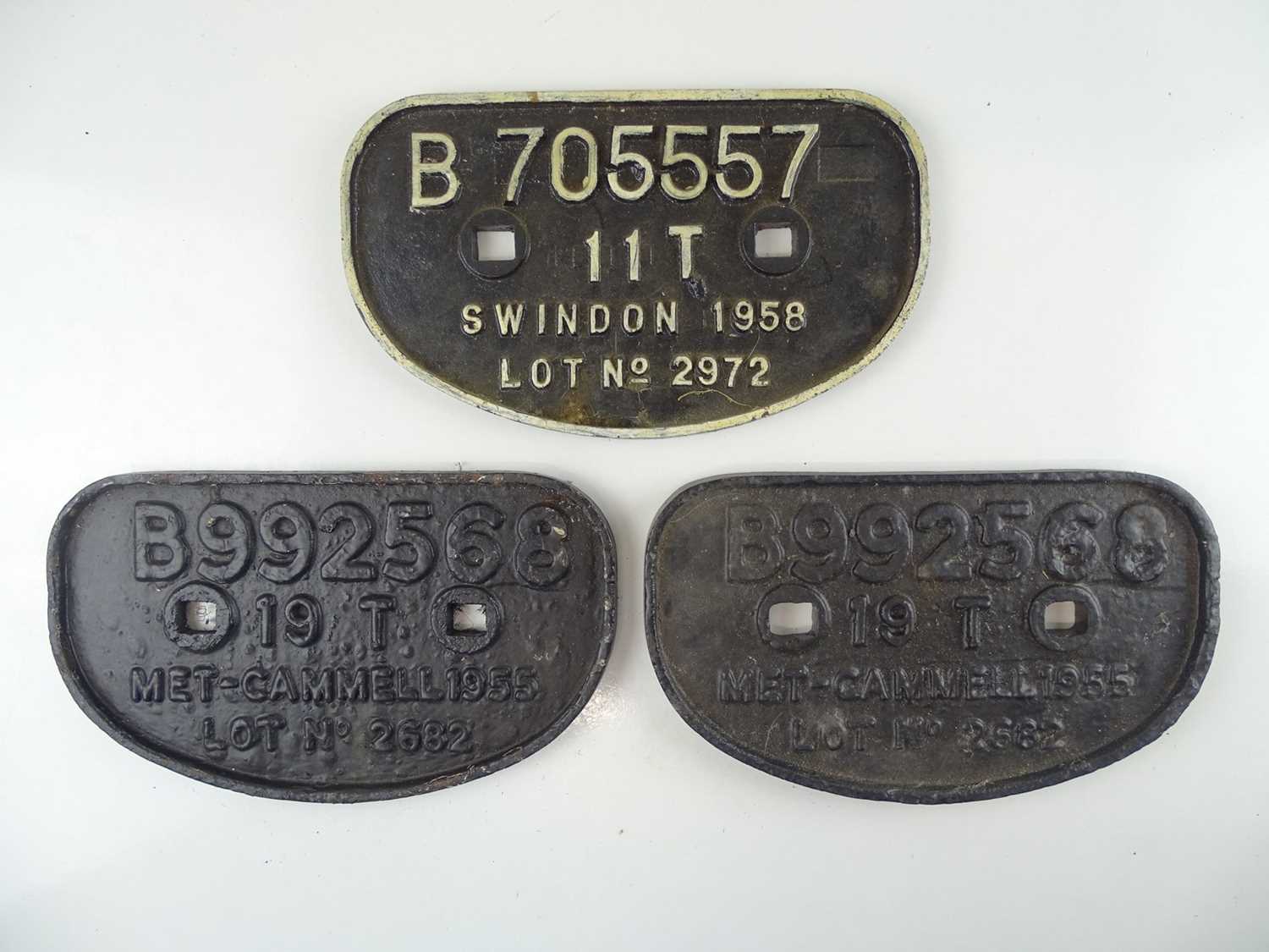Lot 177 A group of three BR cast iron wagon plates