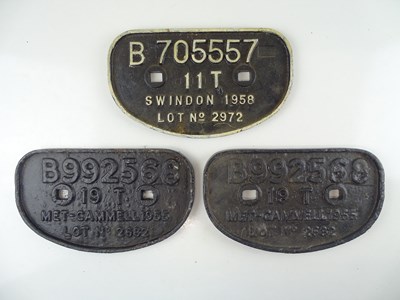 Lot 177 - A group of three BR cast iron wagon plates (3)