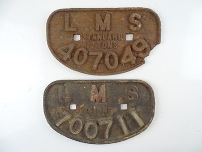 Lot 179 - A pair of cast iron LMS wagon plates (2)