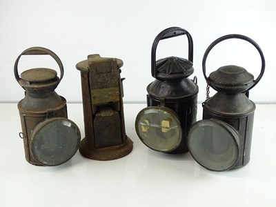 Lot 192 - A group of railway hand lamps together with an...