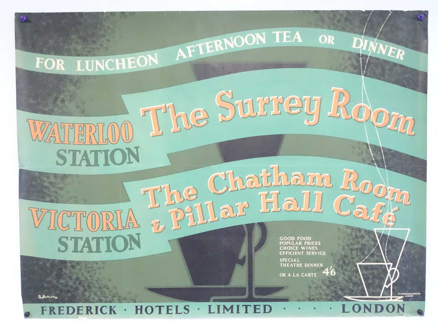Lot 6 - A railways refreshments advertising poster for:...