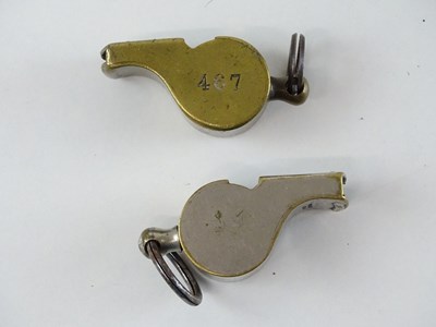 Lot 69 - A pair of Hudson's Patent Thunderer whistles -...