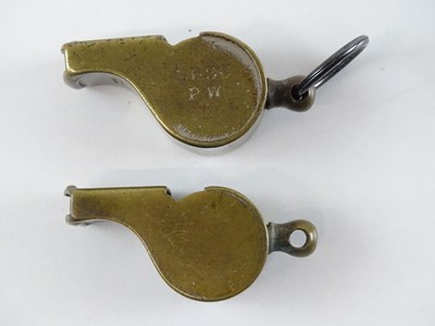 Lot 73 - A pair of Hudson's Patent Thunderer whistles -...
