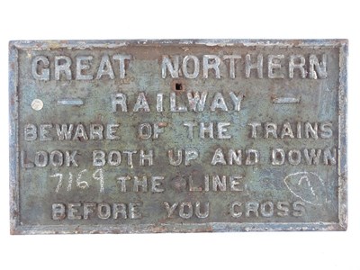 Lot 78 - A cast iron railway sign for the Great...