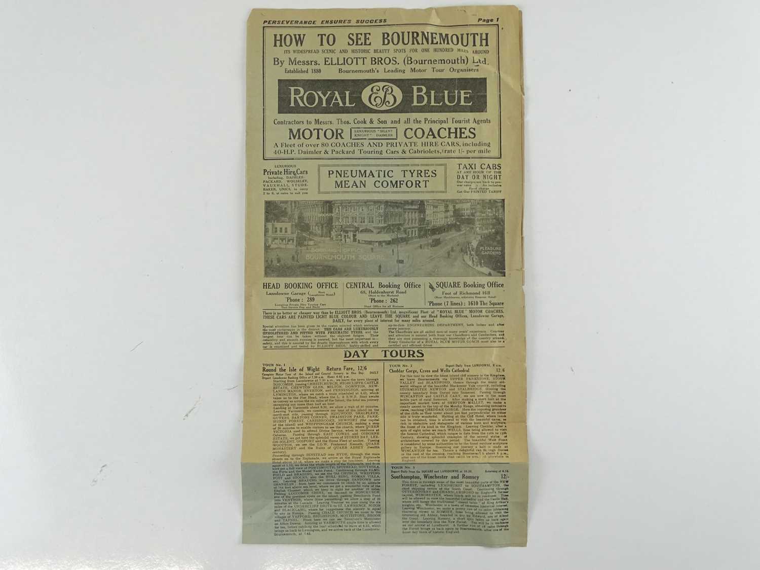 Lot 88 - A four-page Royal Blue Motor Coaches leaflet...