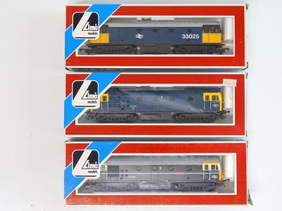 Lot 343 - A group of three LIMA OO Gauge Class 33 diesel...