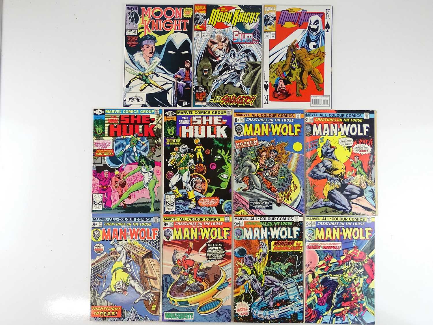 Lot 281 - CREATURES ON THE LOOSE: MAN-WOLF, MOON KNIGHT,...